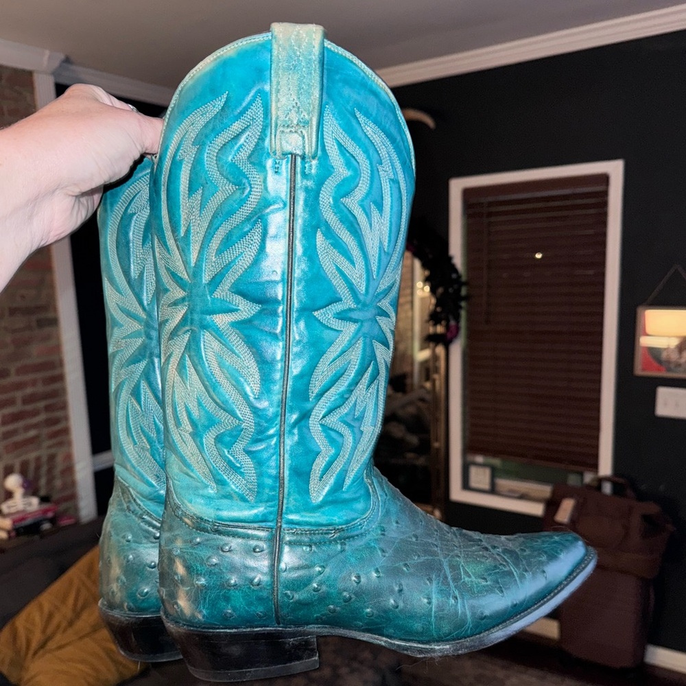 MENS 8 Vintage Green / Teal Cowboy Boots / WOMENS 10